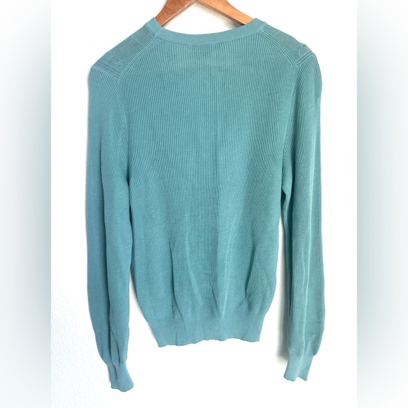NWT Canali Cable Knit Crewneck Sweater Men’s size 46 Small Turquoise - Picture 8 of 14
